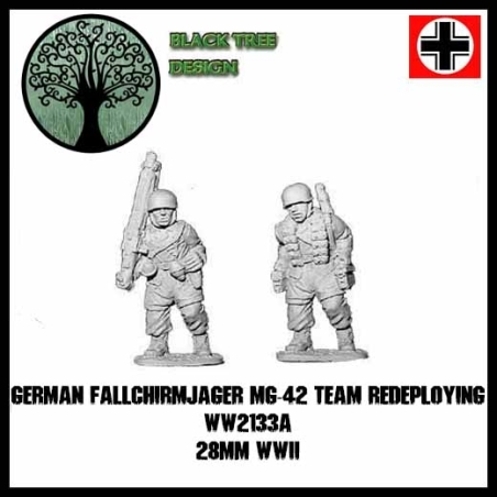 German Fallschirmjager MG-34 Team Redeploying 28mm WWII BLACK TREE DESIGN