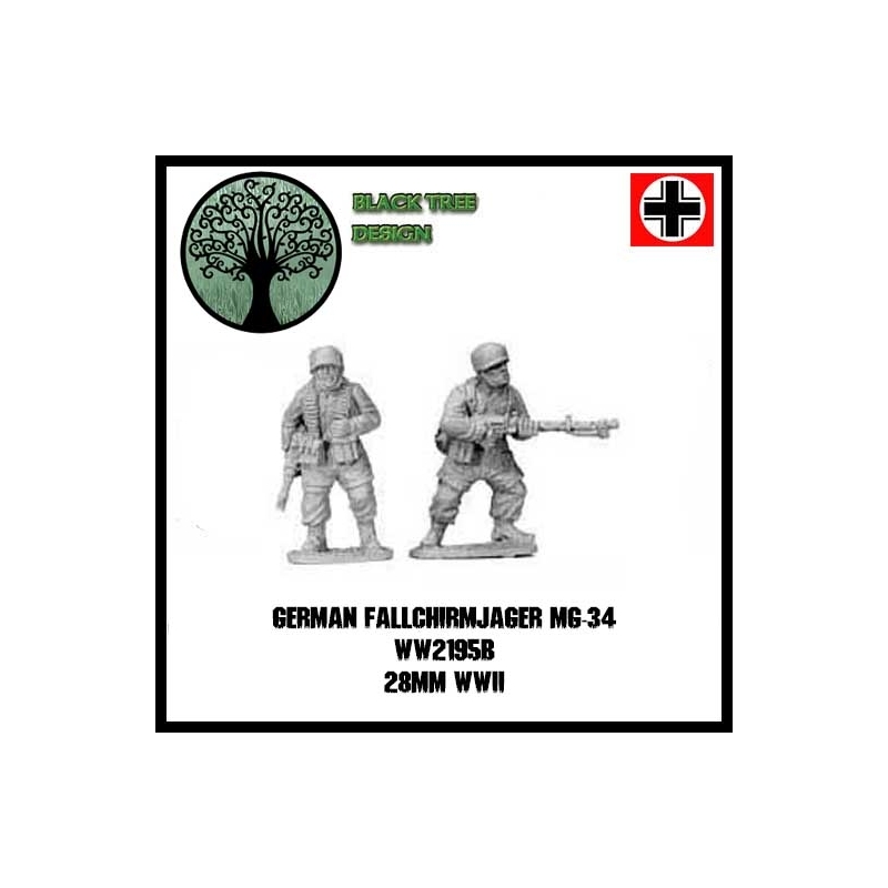 German Fallschirmjager MG-34 Team 28mm WWII BLACK TREE DESIGN