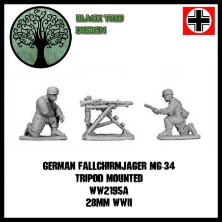 German Fallschirmjager MG-34 Team Tripod Mounted 28mm WWII BLACK TREE DESIGN