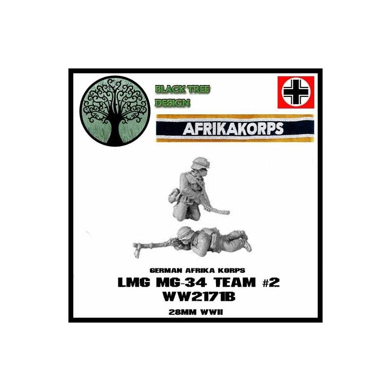 German Afrika Korps MG34 Team II 28mm WWII BLACK TREE