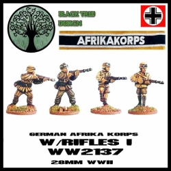 German Afrika Korps w/Rifles I 28mm WWII BLACK TREE