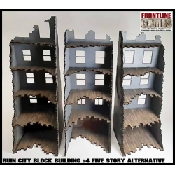 RUINED CITY BLOCK BUILDING 4 - FIVE STORY ALTERNATIVE Pre painted Laser cut 28mm WWII FRONTLINE GAMES
