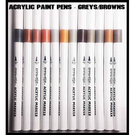 The Greys/Browns! - Acrylic Paint Pens (12) FRONTLINE GAMES