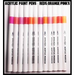The Reds/Orange/Pinks! - Acrylic Paint Pens (12) FRONTLINE GAMES