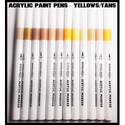 The Yellows/Tans! - Acrylic Paint Pens (12) FRONTLINE GAMES