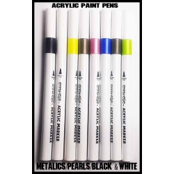 The Metallics/Pearls/Black & White- Acrylic Paint Pens (8) FRONTLINE GAMES