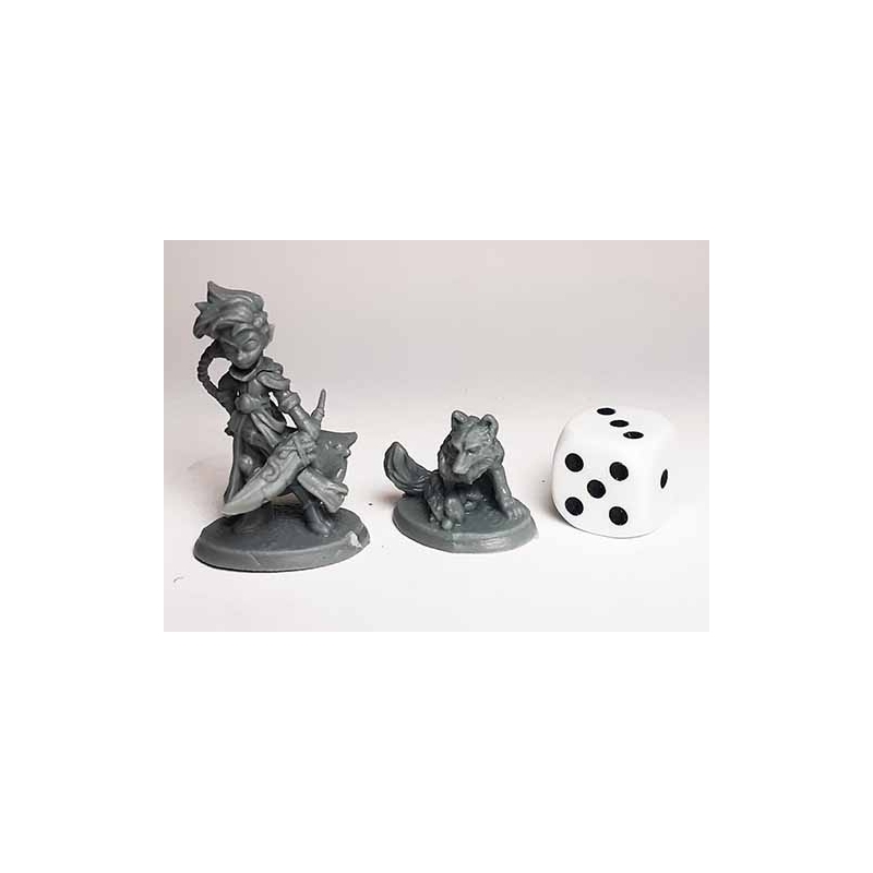 Kid Heroes - Druid w/Wolf Pup  REAPER BONES