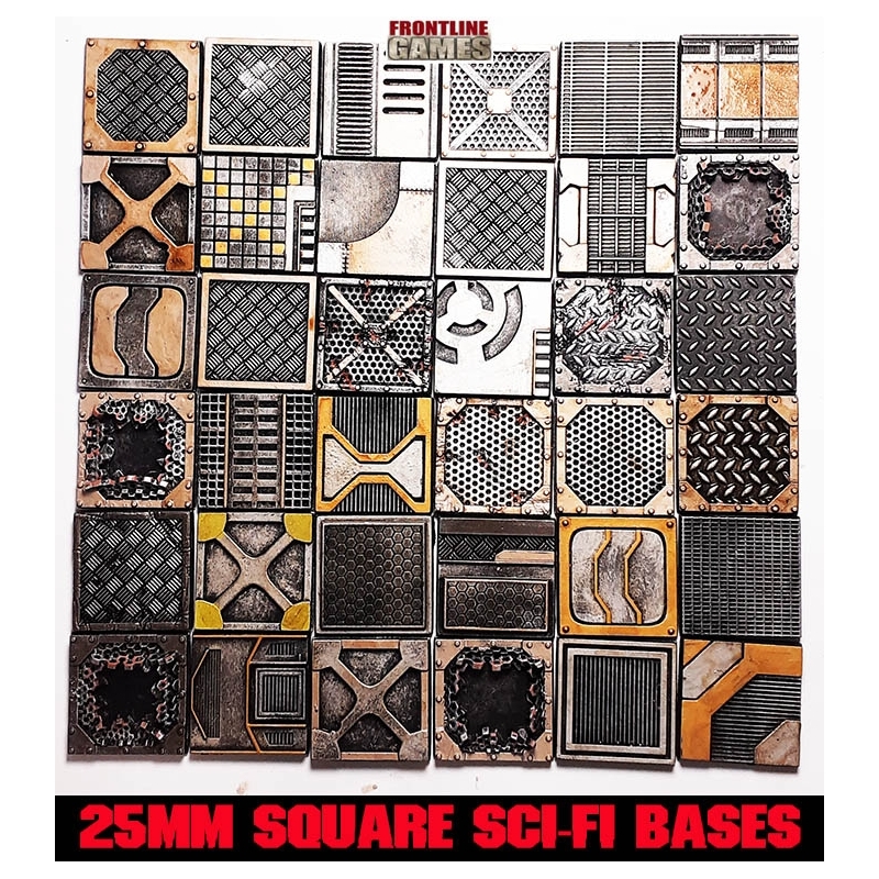25mm Flat Square Sci-Fi Bases (20) FRONTLINE GAMES