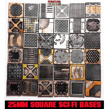 25mm Flat Square Sci-Fi Bases (20) FRONTLINE GAMES