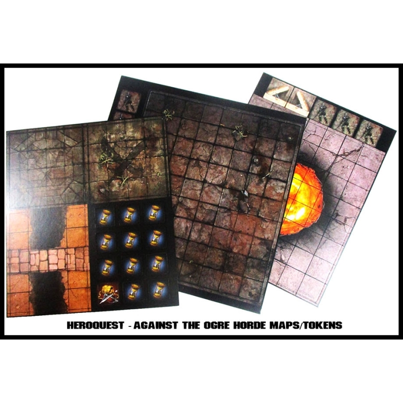 Heroquest Against the Ogre Horde Double-sided Maps/Tokens RPG HEROQUEST