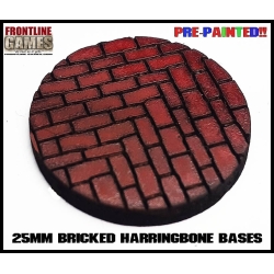 25mm Bricked Herringbone Pre-Painted Round MDF Bases (20) FRONTLINE GAMES