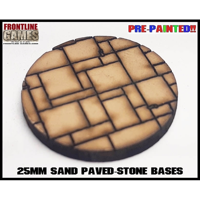 25mm Sand Paved-Stone Pre-Painted Round MDF Bases (20) FRONTLINE GAMES