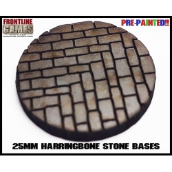 25mm Stone Herringbone Pre-Painted Round MDF Bases (20) FRONTLINE GAMES