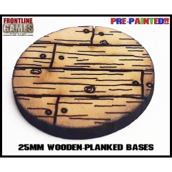 25mm Wooden-Planked Pre-Painted Round MDF Bases (20) FRONTLINE GAMES