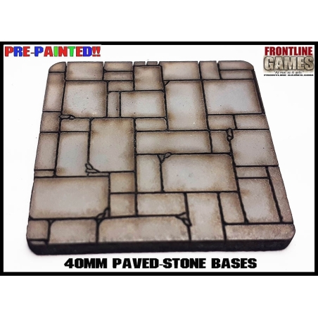 40mm Paved-Stone Square Pre-Painted MDF Bases (10) FRONTLINE GAMES