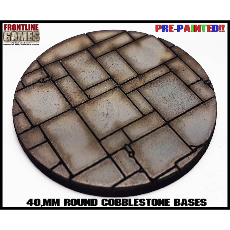 40mm Paved-Stone Round Pre-Painted MDF Bases (10) FRONTLINE GAMES