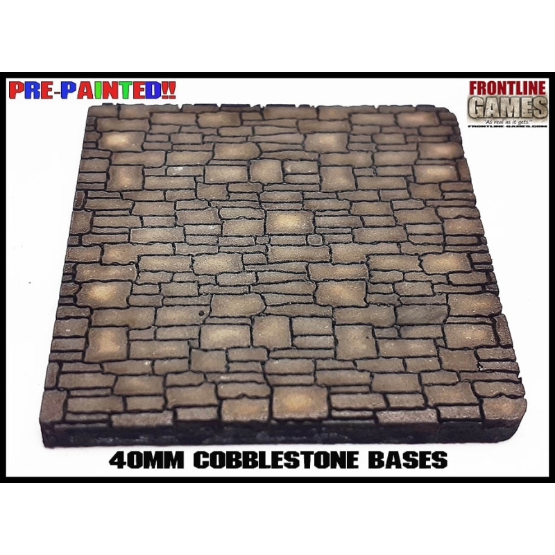 40mm Cobblestone Pre-Painted Square MDF Bases (10) FRONTLINE GAMES