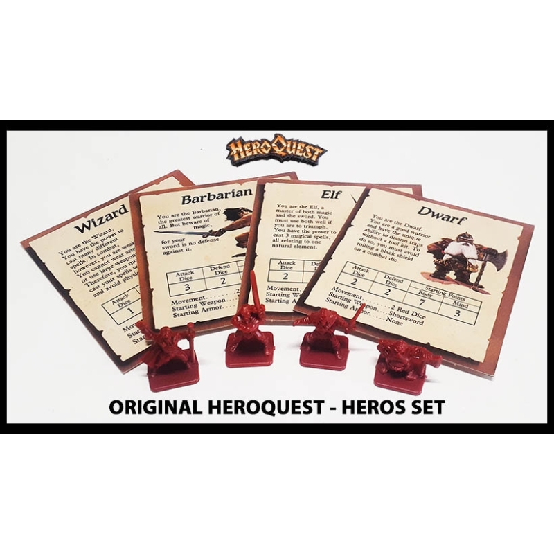 Hero's Set w/Cards ORIGINAL HEROQUEST MILTON BRADLEY