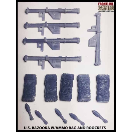 Bazooka w/Ammo Bag & Rockets (5) 28mm WWII FRONTLINE GAMES