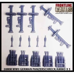 Panzerschreck w/Ammo Rack Pack & Rockets (5) 28mm WWII FRONTLINE GAMES