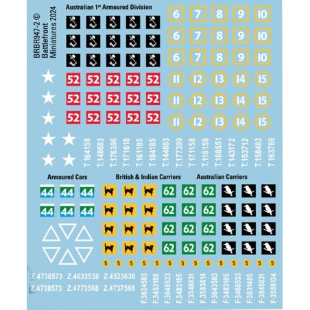 BRITISH COMMONWEALTH MARKINGS 2 Decals sheet 15mm WWII BATTLEFRONT FLAMES OF WAR