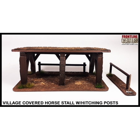Village Covered Horse Stall w/Hitching Posts FRONTLINE GAMES