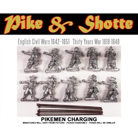 ECW Pikemen Charging (10) 28mm Thirty Years War Pike & Shotte