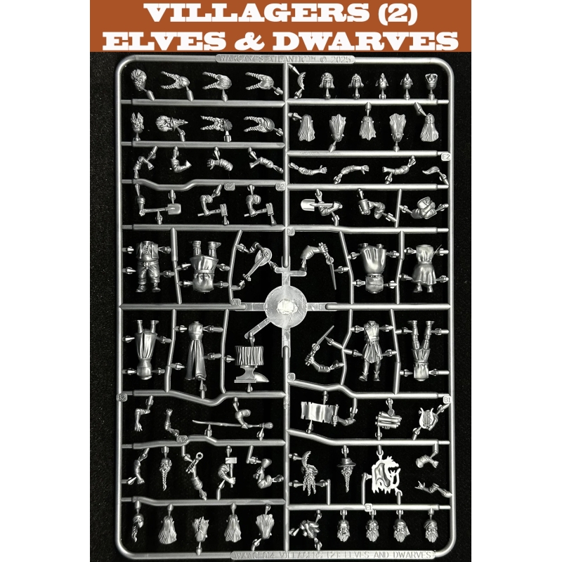 Villagers 2 Elves & Dwarves (8) 28mm WARGAMES ATLANTIC