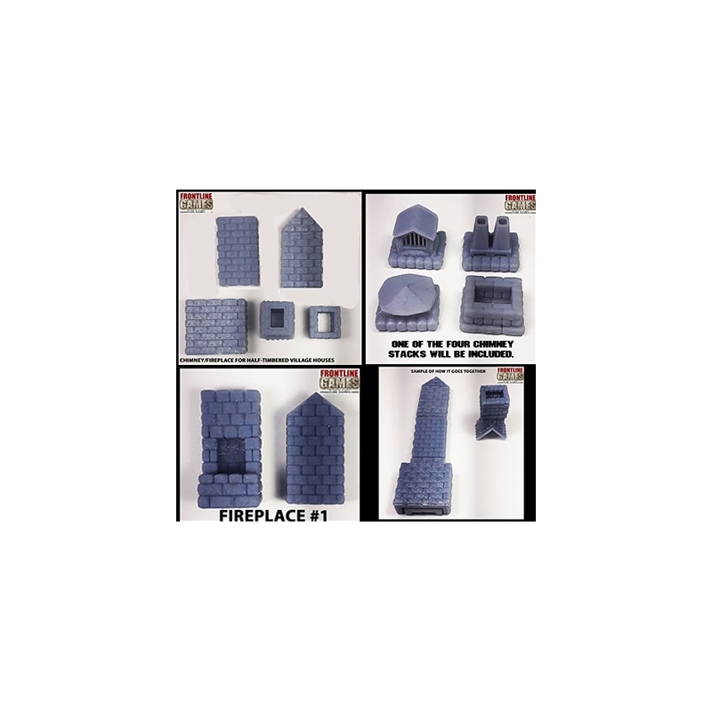 Chimney/Fireplace Set P1 for Standard Half Timbered Village Houses FRONTLINE GAMES