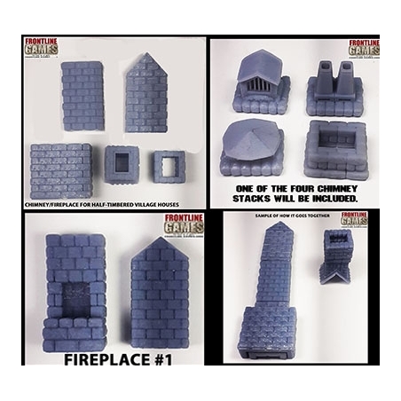 Chimney/Fireplace Set P1 for Standard Half Timbered Village Houses FRONTLINE GAMES