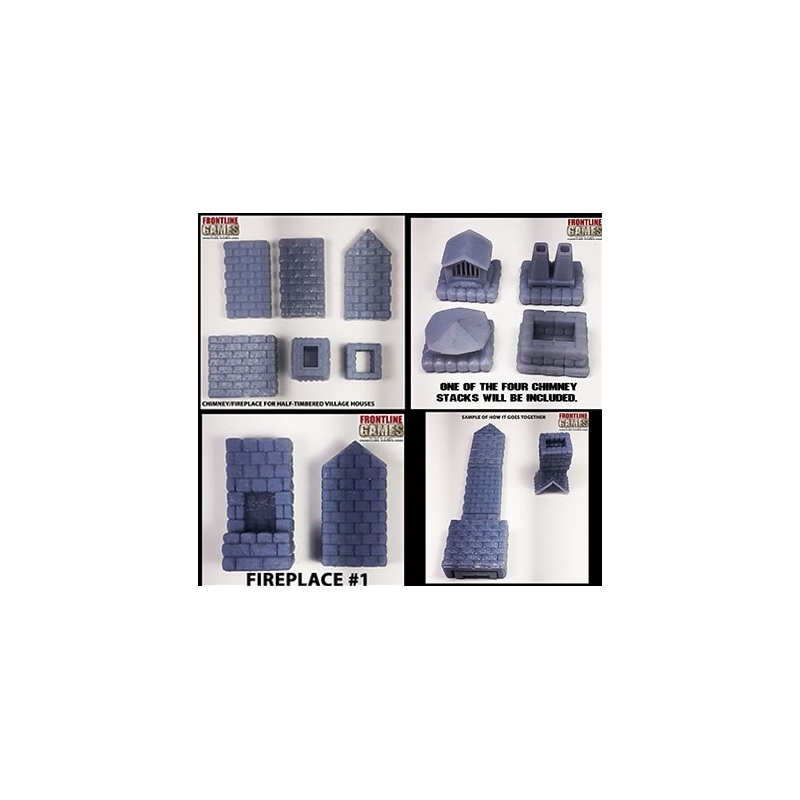 Chimney/Fireplace Set P2 for Half Timbered Village Inn & Tavern FRONTLINE GAMES