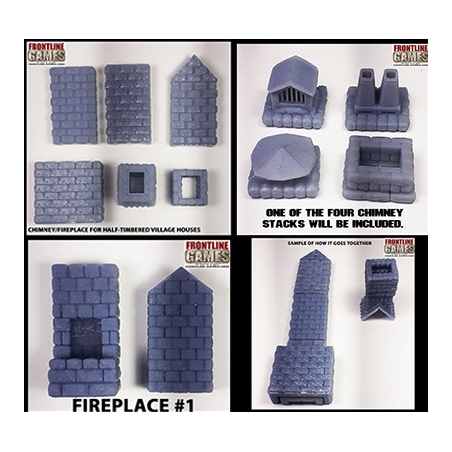 Chimney/Fireplace Set P2 for Half Timbered Village Inn & Tavern FRONTLINE GAMES