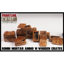 80mm Mortar Ammo w/Wooden Crates Set 28mm WWII FRONTLINE GAMES