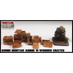 80mm Mortar Ammo w/Wooden Crates Set 28mm WWII FRONTLINE GAMES
