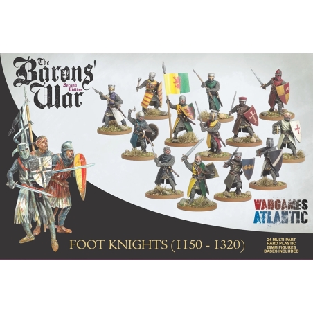 Foot Knights (1150-1320) Boxed Set (24) 28mm BARONS WAR WARGAMES ATLANTIC