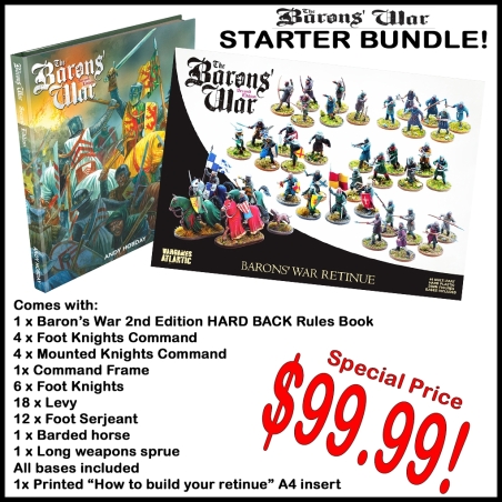 THE BARONS' WAR BUNDLE! (44 minis plus Hardcover rule book) 28mm WARGAMES ATLANTIC