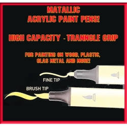 METALLIC GREEN - Metallic Acrylic Paint Pens Fine and Brush tip FRONTLINE GAMES