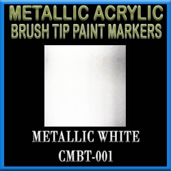 METALLIC WHITE - Metallic Acrylic Fine Brush tip Paint Pens FRONTLINE GAMES