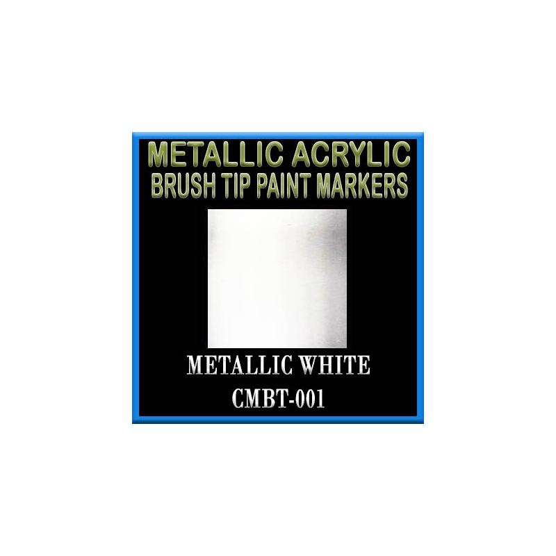 METALLIC WHITE - Metallic Acrylic Fine Brush tip Paint Pens FRONTLINE GAMES