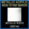 METALLIC WHITE - Metallic Acrylic Fine Brush tip Paint Pens FRONTLINE GAMES