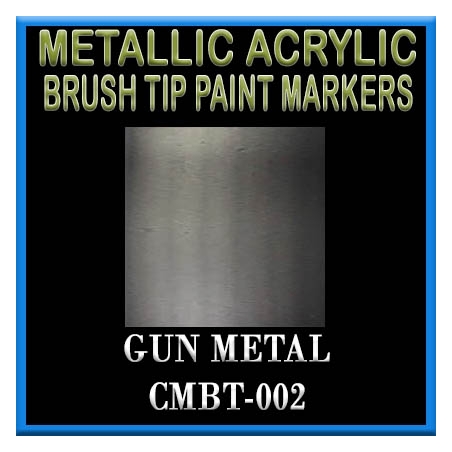 GUN METAL - Metallic Acrylic Fine Brush tip Paint Pens FRONTLINE GAMES