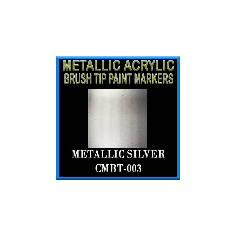 METALLIC SILVER - Metallic Acrylic Fine Brush tip Paint Pens FRONTLINE GAMES