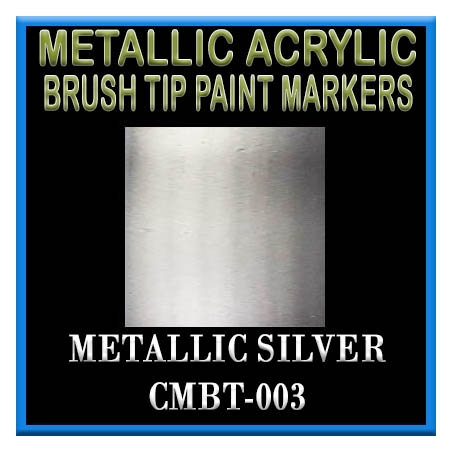 METALLIC SILVER - Metallic Acrylic Fine Brush tip Paint Pens FRONTLINE GAMES