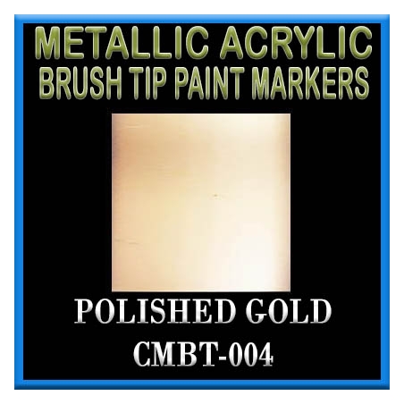 POLISHED GOLD - Metallic Acrylic Fine Brush tip Paint Pens FRONTLINE GAMES