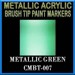 METALLIC GREEN - Metallic Acrylic Fine Brush tip Paint Pens FRONTLINE GAMES