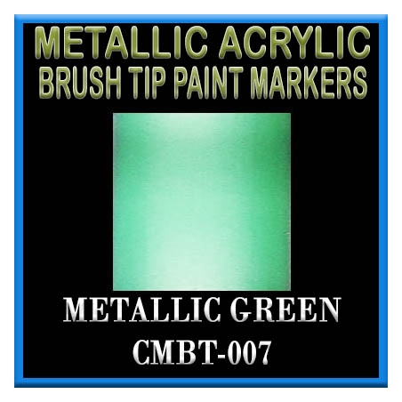 METALLIC GREEN - Metallic Acrylic Fine Brush tip Paint Pens FRONTLINE GAMES