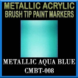 METALLIC AQUA BLUE - Metallic Acrylic Fine Brush tip Paint Pens FRONTLINE GAMES