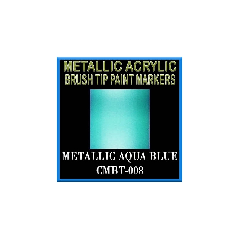 METALLIC AQUA BLUE - Metallic Acrylic Fine Brush tip Paint Pens FRONTLINE GAMES
