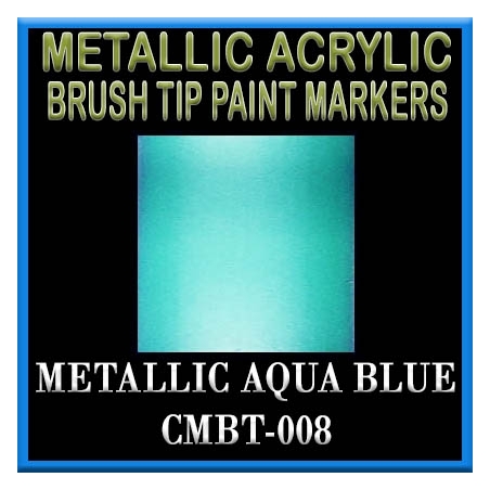 METALLIC AQUA BLUE - Metallic Acrylic Fine Brush tip Paint Pens FRONTLINE GAMES