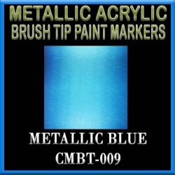 METALLIC BLUE - Metallic Acrylic Fine Brush tip Paint Pens FRONTLINE GAMES
